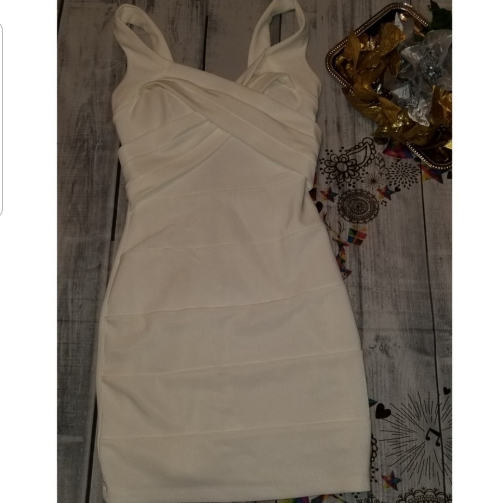 Emerald Sundae White Bandage Bodycon Mini Dress XS